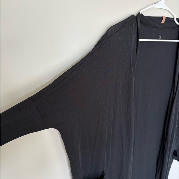 LUNYA Organic Pima Cotton Long Duster Cardigan Black One Size - Picture 6 of 9